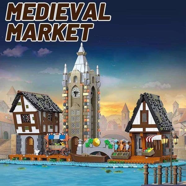 3335pcs Medieval Market Street View Architectural Model Building Bricks MOC Toy Kit Decoration Ideal Gift for Creators C260306