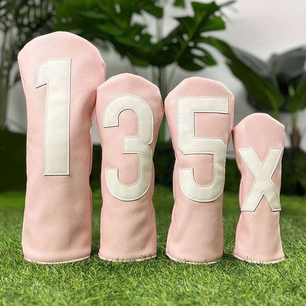 Club Head Covers: Fairway Wood Headcovers for Driver No.1/Fairway No.3/5 - PU Fabric, Elastic Closure 26Y0309