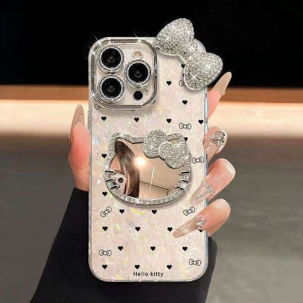 Heart Shape Mirror Phone Case For iPhone Shell Pattern with Precise Cutouts Protective Cover for Women