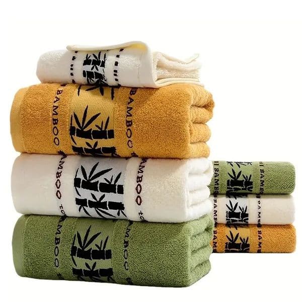 Set of 2 Bamboo Fiber Bathroom Towels Sets 34x74cm70x140cm Household Hand Face Bath Towel Washcloths Toallas De Bao 260304