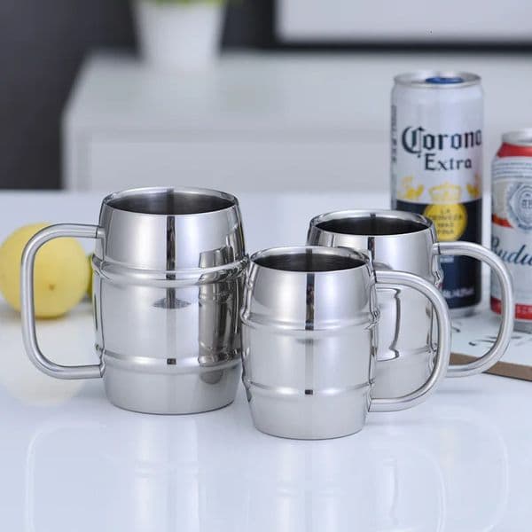 500/450ml Double Stainless Steel Beer Cup Outdoor Camping Western Coffee Cup With Handle Insulated Portable Water Cup Mugs 260302BJ