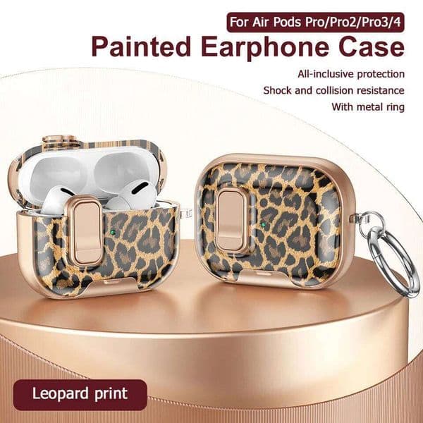 Crystal Wireless Earphone Case Pro 2 3 2nd Leopard TPU Switch Lock Cover for Airpods 4 Sleeve 26Y0309