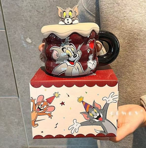 Designer Luxury Tom Jerry Pattern Luxury Ceramic Coffee Mug Wedding Birthday Hand Gift Box Ins Cute Cartoon Water Cup stock