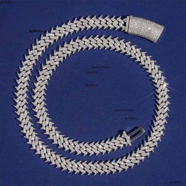 Factory Wholesale Dia Chain Sier Hip Hop Jewelry Necklace Micro Pave Vvs Moissanite Cuban Link
