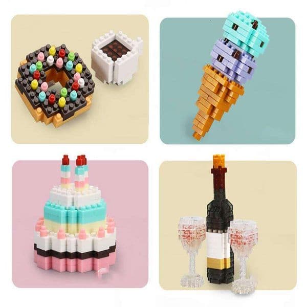 Block bag food birthday cake small gift micro-grain children's educational assembly toys C260306