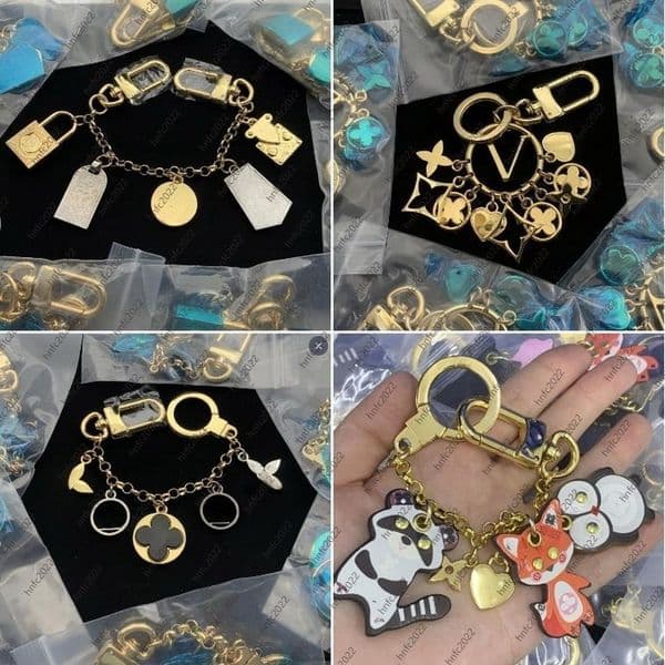 Double button fashionable metal bag hanging Portable Anti-loss keychain decoration antique key pendant car Keyring trendy elements Lanyards