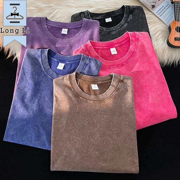 Hip Hop t shirt Men fashion Cotton Harajuku Multicolors Oversized Washed T-shirt women Unisex Summer Retro Short Sleeve Tee top 260305