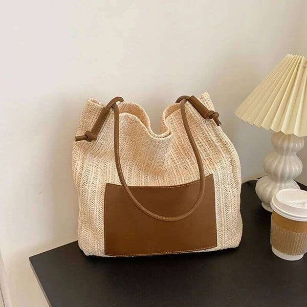 Women Designer Casual Handmade Shoulder Beach Straw Hollow Out Knitting Tote Bag Large Capacity Handbag H260309