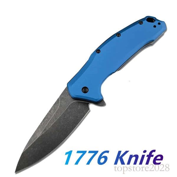 Newest KS 1776NBBW Link Multifunction Pocket Navy Blue Aluminum Handle pocket knife Assisted Flipper Folding Knife Outdoor Tactical Survival Utility Tool 1660 3