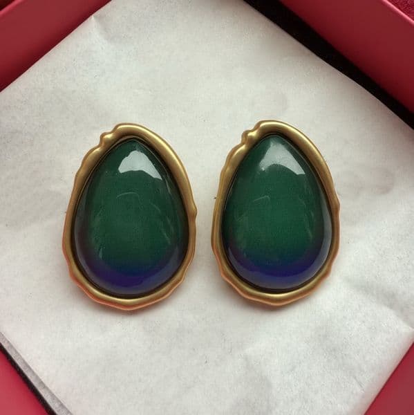 New Designed Brand women emerald Ruby Cabochon earrings Classic GOLD Ear studs Designer Jewelry