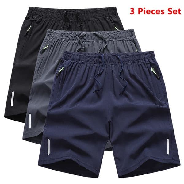 3 Pieces Gym Sports Shorts Men Quick Dry Workout Running Training Fitness Jogging Short Pants Man Summer Board Breathable 260309
