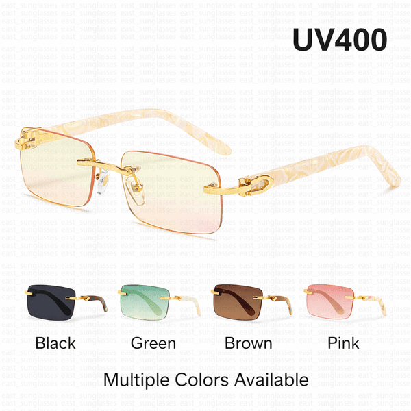 Fashion Wood Frame Sunglasses Rimless Diamond Cut Lens Sun Glasses Men Vintage Square Wooden Eyeglasses for Women Outdoor UV400
