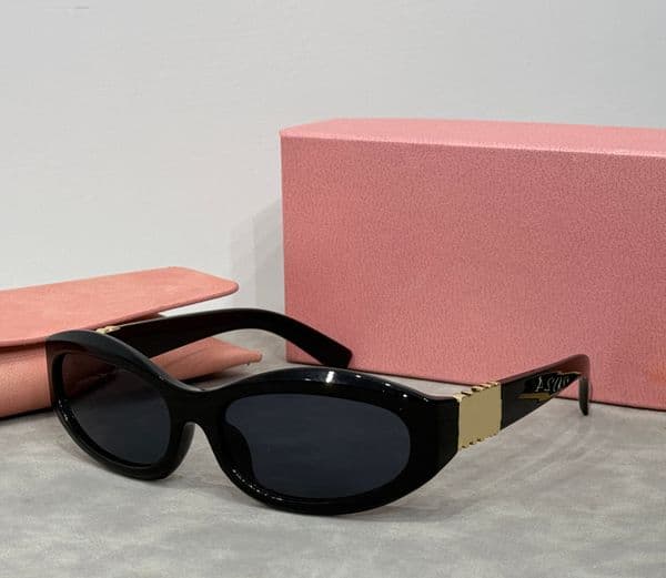 Sunglasses women designer sunglasses mu pink small mask sunglasses woman Oval frame mirror shades luxury metal sun glasses for womens Y2K spicy girl with box