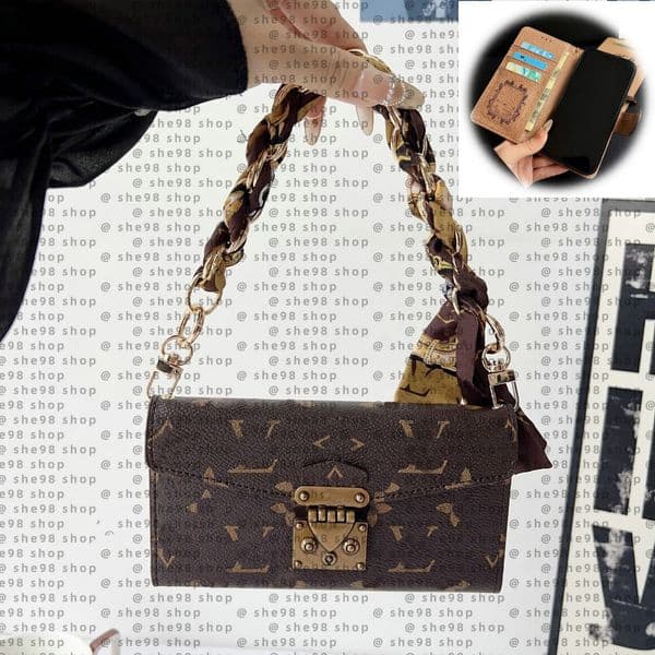 Coin Bag Designer Handbag Wallet Cases for iphone 17 Pro Max 15 14 13 12 Mini XS XR X 8 7 Plus G Card Holder Cosmetic Kickstand Leather Square Back Cover with Lanyard