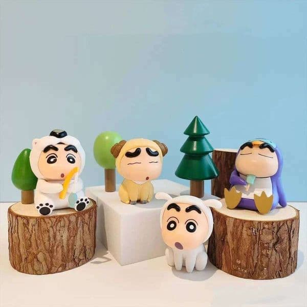 2026 New 4Pcs/Set Crayon Shin Chan Anime Figure 6Cm Q Version Kawaii Collectibles Model Toys Doll Christmas Gifts For Children C260309 Toy