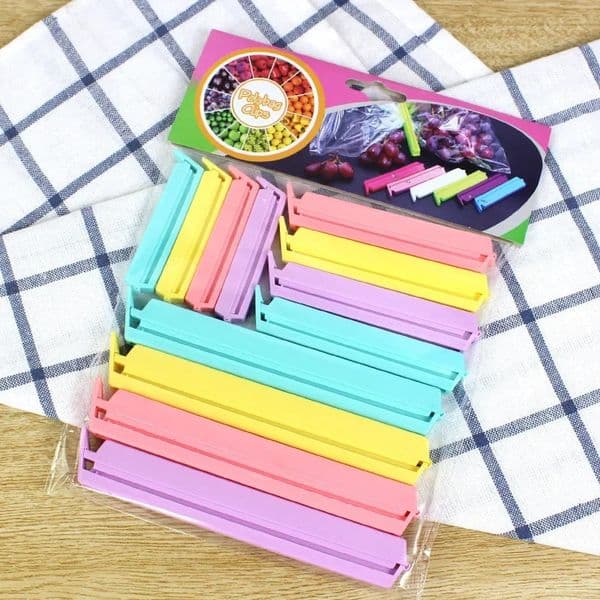 12Pcs Airtight Food Bag Clips Reusable Leakproof Plastic Sealer for Snacks Chips Cereal Dishwasher Safe Kitchen Accessories 260306