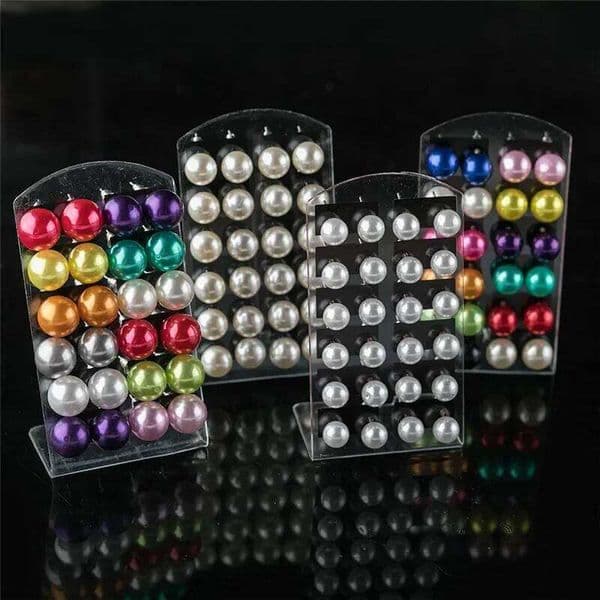 12Pairs Colorful White Imitation Pearl Stud Earrings For Women Ear Jewelry Round Ball Earring 4 6 8 10mm H260309