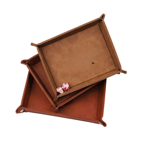 Trendy Rectangular Board Game Dice Tray, Leather Storage Box B2