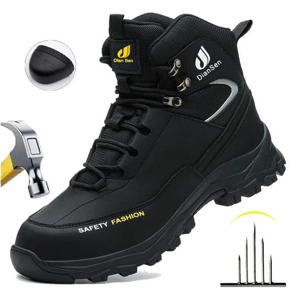 Mens Safety Shoes With Steel Toe Waterproof Boots Puncture Proof Anti-smash Mens Outdoor Work Sneakers Construction Work Shoes 260307