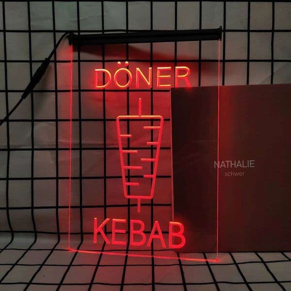 Doner Kebab Restaurant Caf Decoration-Retro LED Neon Sign Home Decor with Vintage Plaques and Posters for Room Office Farmhouse 26Y0309