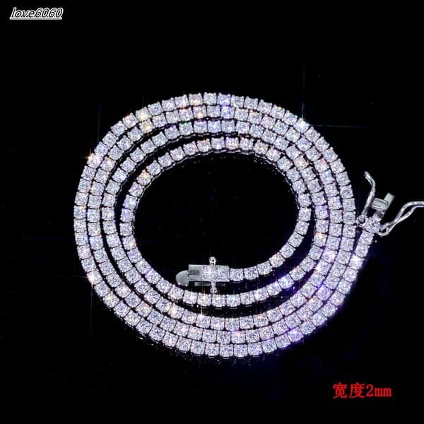 RTS Hip Hop Jewelry 925 Silver Tennis Chain Necklaces VVS Lab Diamond Tester for 20mm-65mm Iced Moissanite Charms