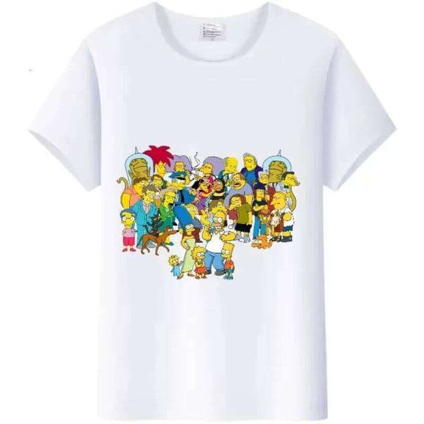 MINISO Fashion Cartoon Simpson T-shirt Summer Ladies Men White Tees Tops Short Sleeve Blouses Woman Y2K Tshirt Z260306