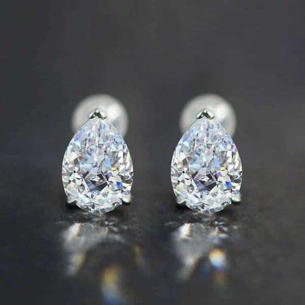 ZAKOL Pear Cut Solitaire White Zircon Mini Stud Earrings Exquisite Crystal Water Drop CZ Earring Jewelry Gift for Women Girls H260309