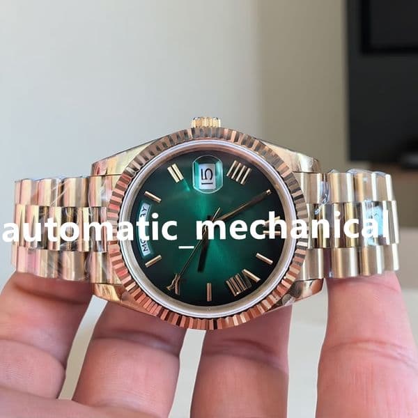 40mm Men Watch Yellow Gold Gradient Green Dial BP Automatic 2813 Watches Men's BPF Day Time Date Steel Watch 228238 Sapphire BPF Mans Wristwatches