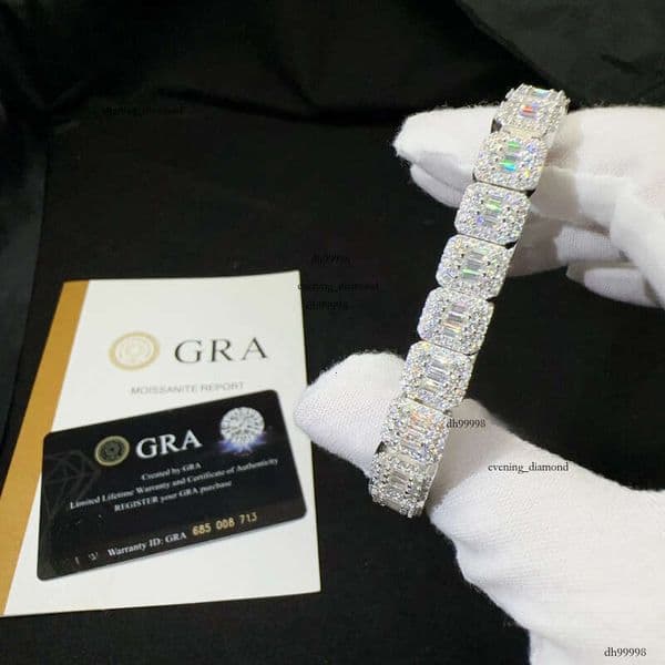 Sterling Sier Iced Out Dia Ready to Ship Vvs Moissanite Hip Hop Jewelry Tennis Bracelet thumbnail 2