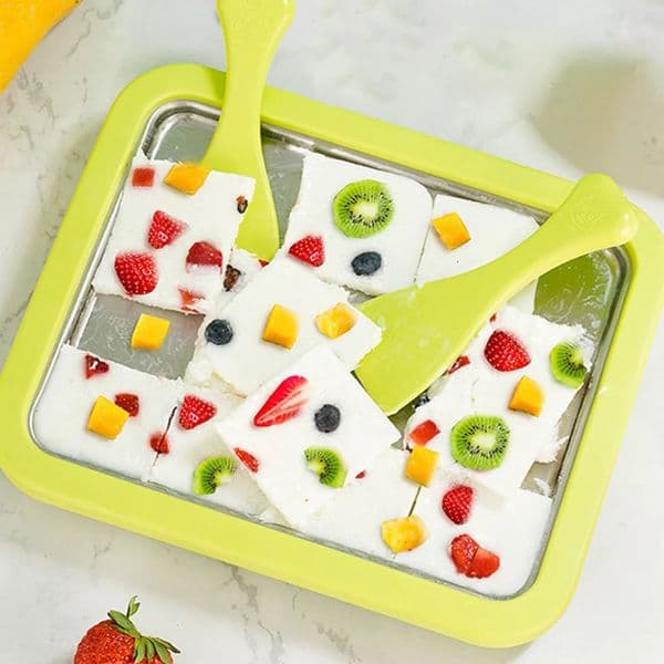 Household Rolled Ice Cream Maker Small Childs Homemade Yogurt Pudding Stainless Steel Stir Fried Ice Tray Ice Stir Fry Machine 260306