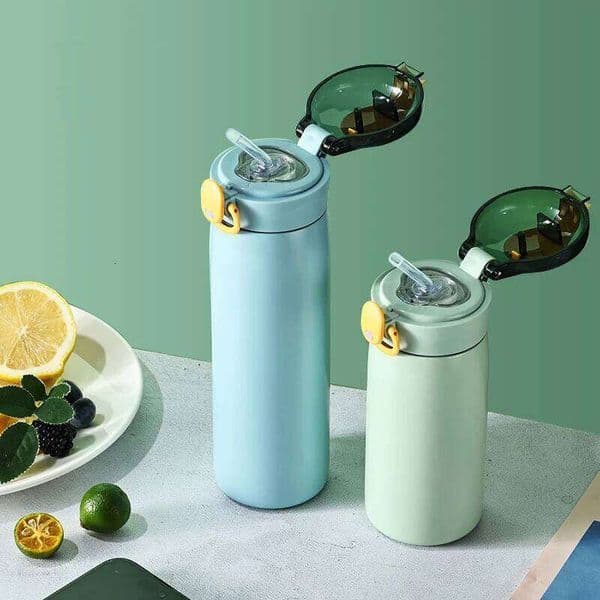 320/460ML Stainless Steel Portable Kids Straw Mug Cold and Hot Thermal Thermos Student Water Bottle 26W0309