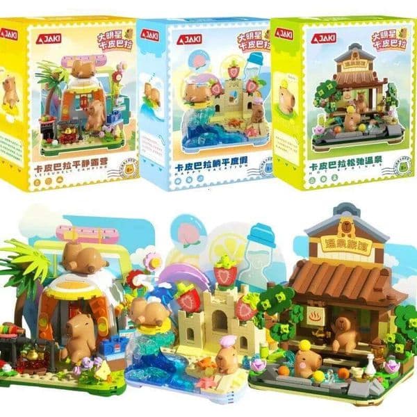 JAKI Capybara DIY Kawaii Figure Building Block Toys Cartoon Funny Capibala Assembly Model Doll Ornamental Toy Kids Birthday Gift C260306