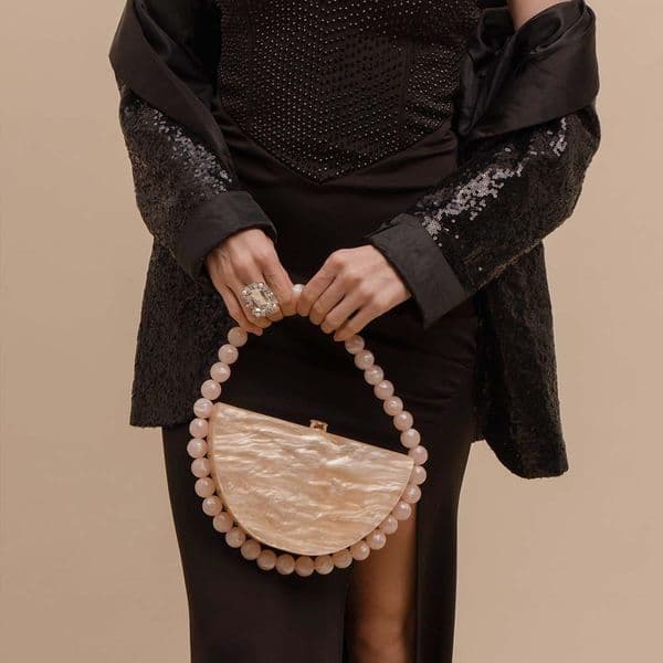 Women's Acrylic Clutch Purse Pearlescent Evening Handbag Retro Square Clear Bag for Wedding Party Christmas Gift