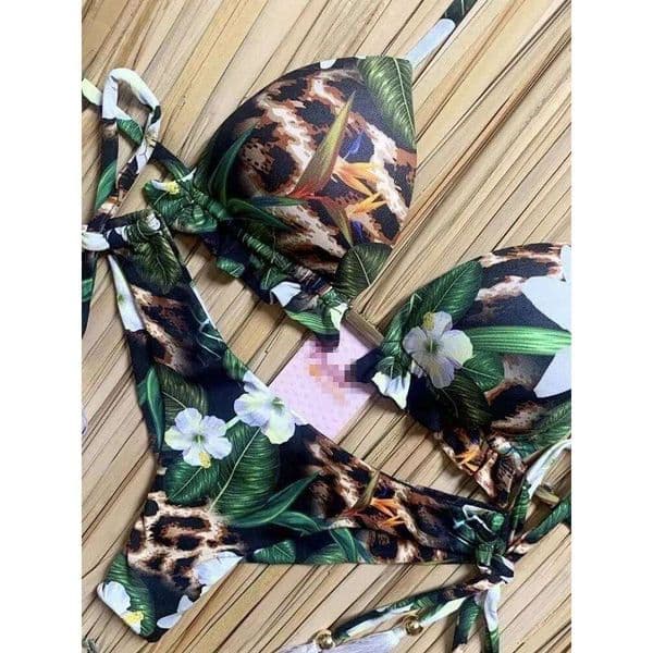 2020 New Bikinis Women Swimsuit Cross Bandage Swimwear Push Up Bikini Set Beach Bathing Suit Brazilian Biquni Print H260309