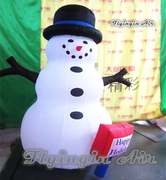 Wholesale Winter Decorative Inflatable Snowman Balloon 2.5m Height Cute Simulated Snow Man Model For Outdoor Entrance Decoration