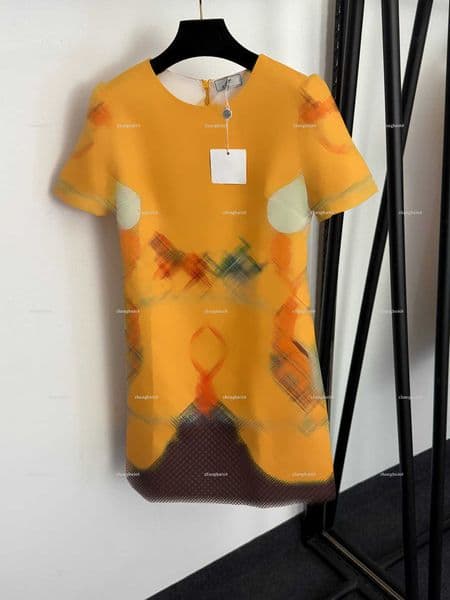 Fashion Crew neck women dress Summer lady dresses women designer clothes printing short-sleeve skirt A024X01N044