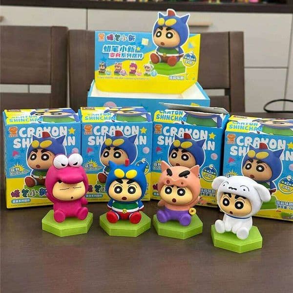 4pcs/set Anime Crayon Shin-chan Q version Sitting posture action figures PVC Model Toys doll Desk Decor Car ornaments gift boxed C260309