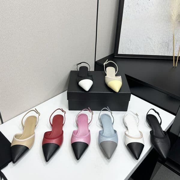 Genuine Leather Slingback Flat Shoes Pointed toe slip on luxury women flat sandals Simple fashion ladies formal shoes New spring summer sandals Factory footwear