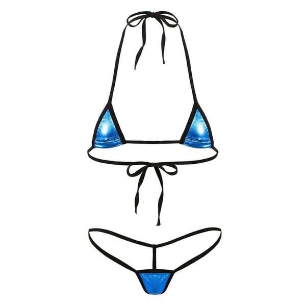 Women's Two Piece Micro Sexy Swimwear Halter Bra String Tanga Set Mini Triangle Bikini Swimsuit Lingerie XJ260206