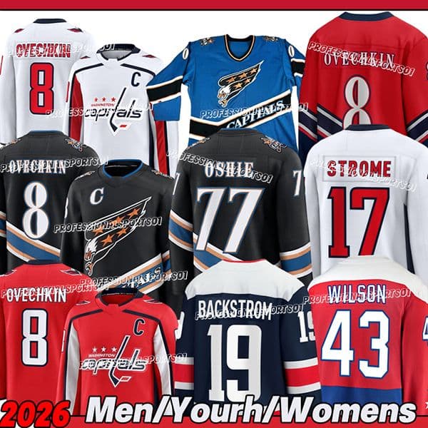 Capitals Jersey Alex Ovechkin Jersey Strome T.J. Oshie Tom Wilson Nicklas Backstrom Charlie Lindgren Logan Thompson Jaromir Jagr Washiington Hockey Jerseys 2026