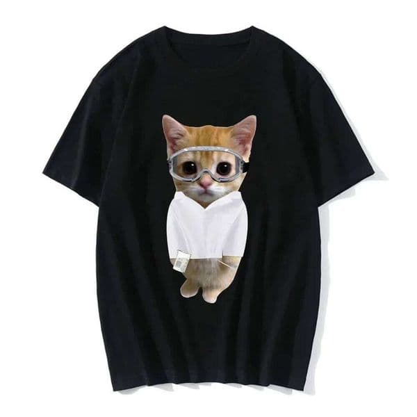 2025 Camiseta informal con estampado gato divertido, verano para mujerropa de moda camiseta S26 thumbnail 2