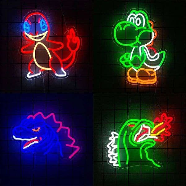 Anime Dinosaurs Sign LED Neon Lights Bedroom Wall Game Room Party Decor for Kids Boys Man Cave,Gifts 26Y0309