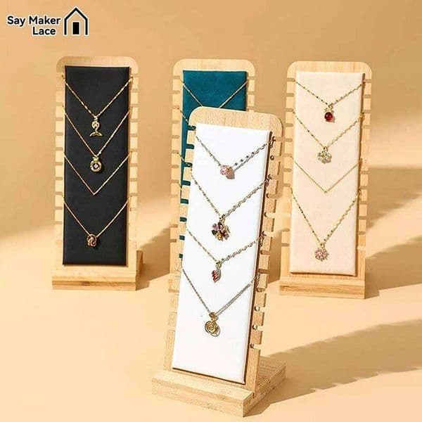 Bamboo Jewelry Stand Multiple Necklace Easel Showcase Display Holder For Necklaces 26W0310