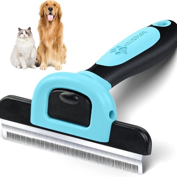 Pet Grooming Brush-Double Sided Shedding and Dematting Undercoat Rake Comb for Dogs and Cats Grooming and Care Deshedding Tool 260306