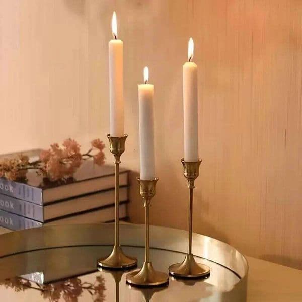 Set of 3 Vintage Elegant Metal Aluminum Tabletop Candle Holders, Suitable for Wedding Anniversary, Home and Hotel Decoration S26