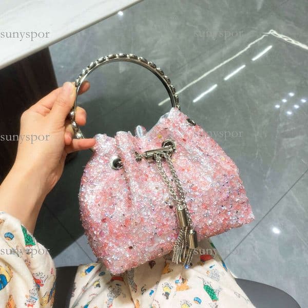 European and American Designer bag Clutch Colorful Diamond Evening Women's Handbag Bucket Bag Chain Shoulder Crossbody