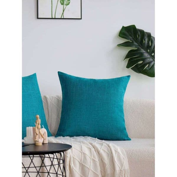 Teal Soft Cushion Decorative Solid Color Linen Pillowcase for All Seasons Multi-size Home Sofa Customizable Pillow Cover 26H0310