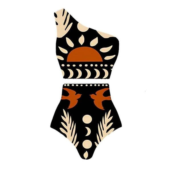 2025 One Shoulder High Waist Bikini Women Swimsuit Female Padded Swimwear Bathers Bathing Swimming Swim Suit Summer Beachwear H260309