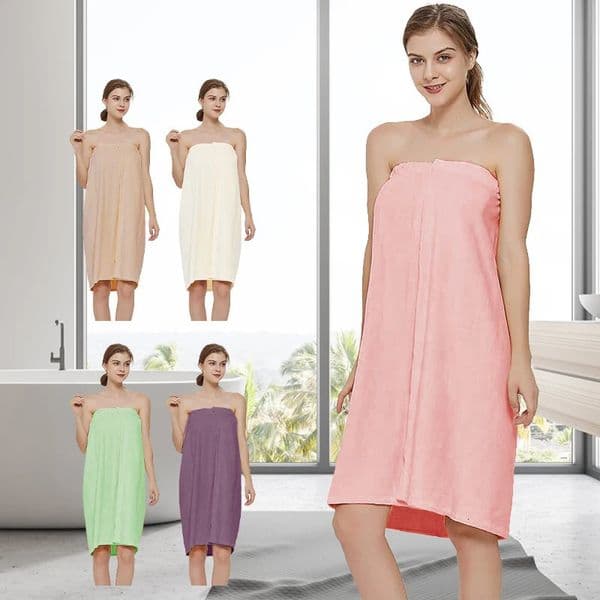 Towel Womens Casual Solid Color Plush Bath Skirt Adjustable Wearable Soft and Comfortable Warm Sauna Beach Travel Sw 260304BJ