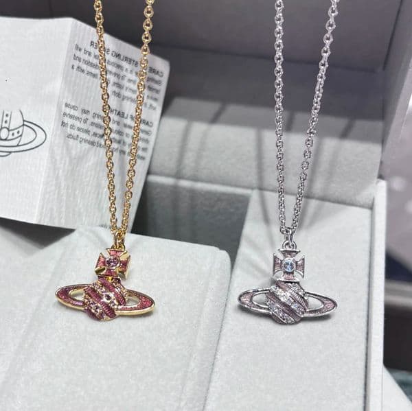 vivianely westwod necklace model sweet and elegant three-dimensional twill full-diamond Saturn necklace